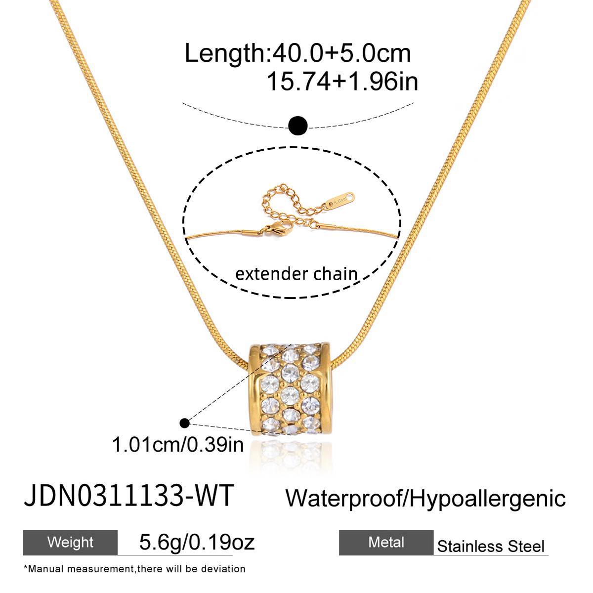 Youthway Delicate Round Crystal Pendant Necklace For Women 18K Gold Plated Stainless Steel Necklace Fashion Jewelry Gift