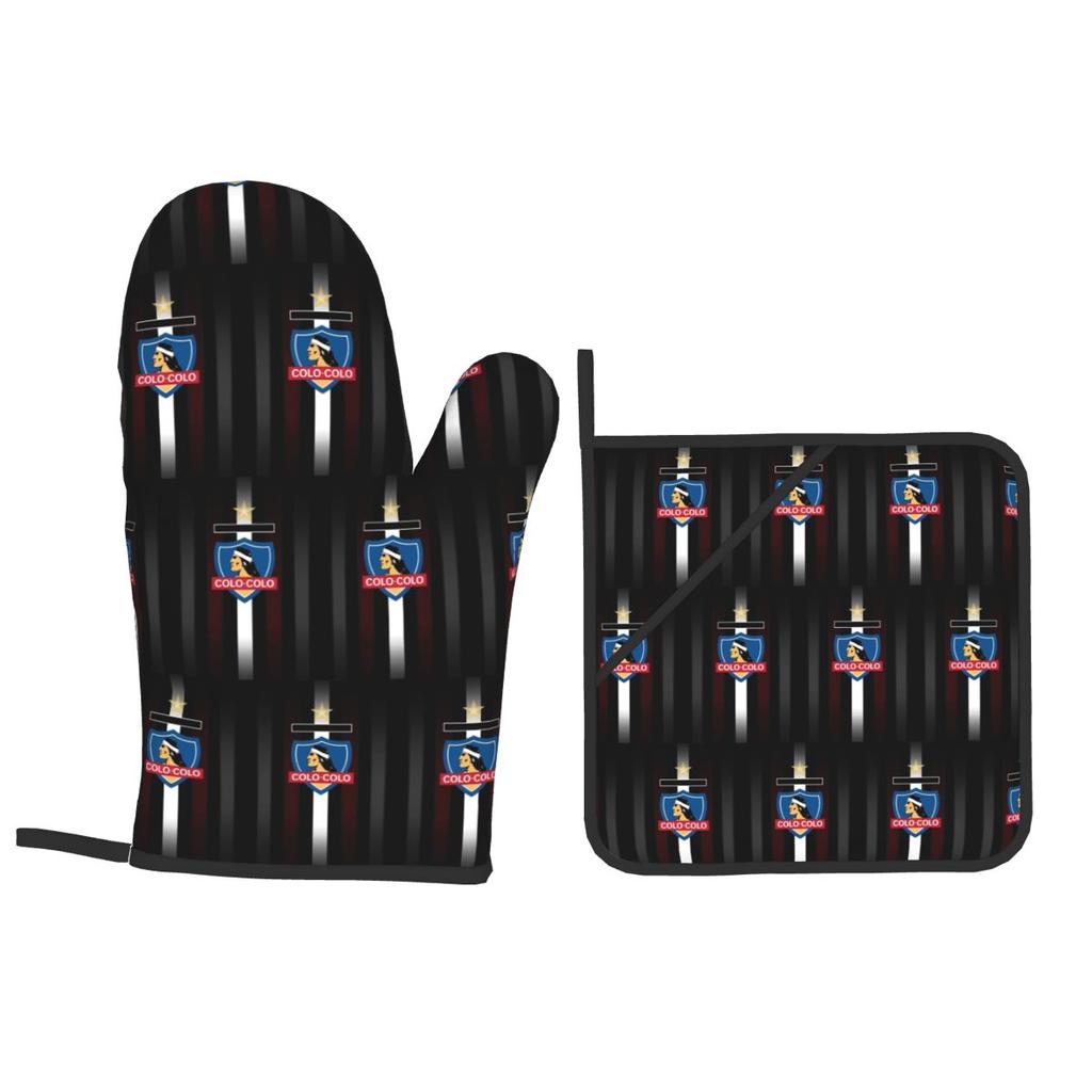 Golden Colo-Colo Campeon DE Chile Oven Mitts and Pot Holder Sets of 2 for Baking Kitchen Cooking BBQ Resistant Non-Slip Gloves