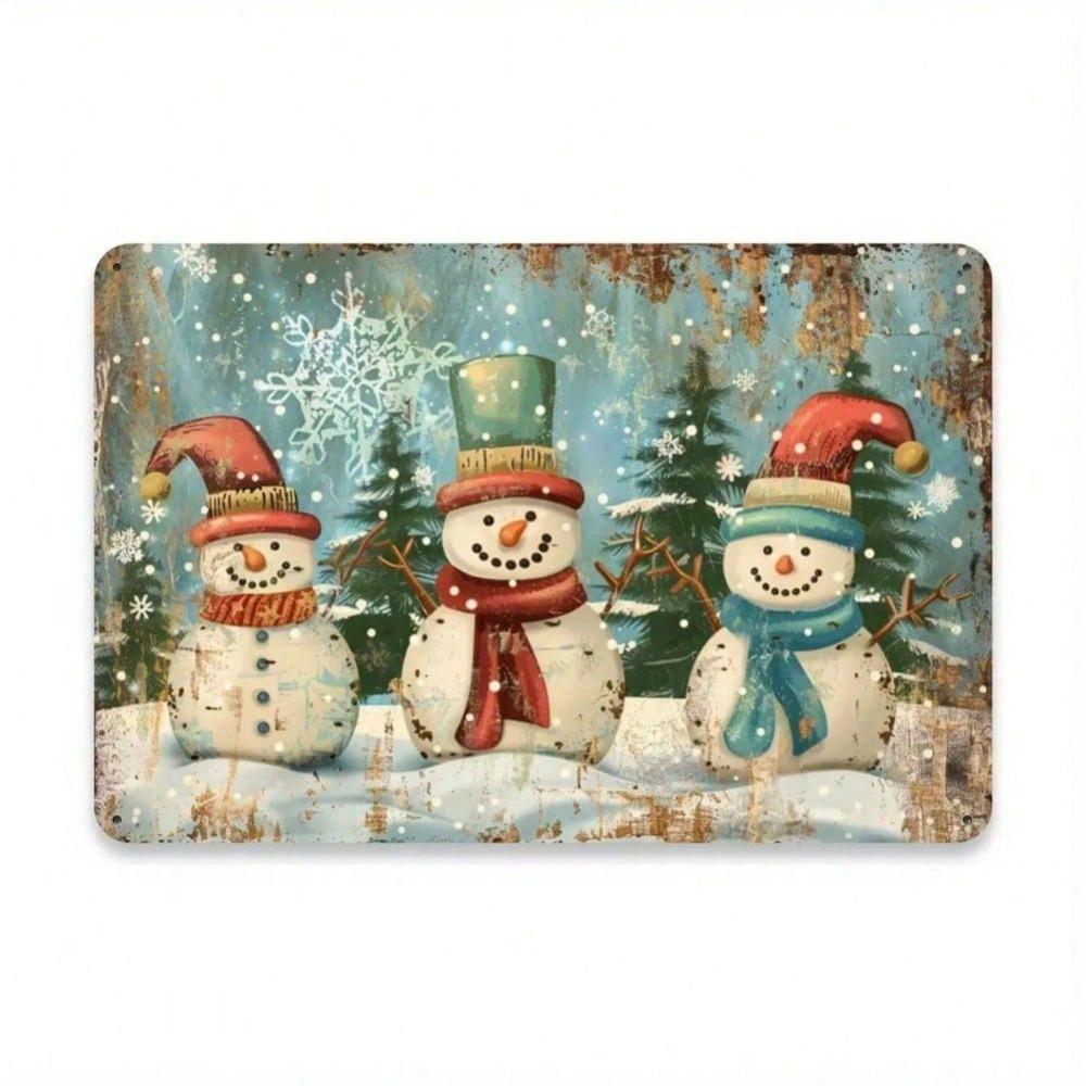 

Vintage Snowman Metal Wall Art, Rustic Tin Sign 12x8 Inch for Christmas Winter Home Cafe Decor 20x30 разноцветный