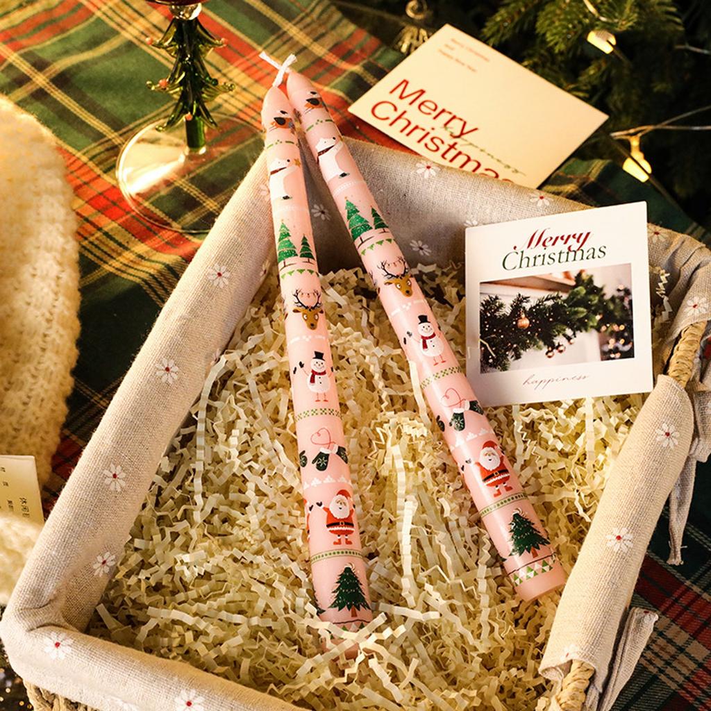 2pcs Christmas 25cm Banquet Candle Decoration Candlelight Dinner Christmas Decoration Long Pole Wedding Candle Wholesale