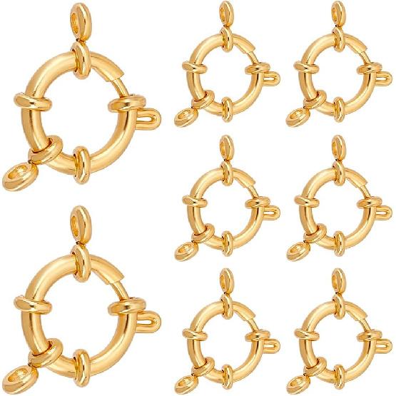 UNICRAFTALE 8pcs Golden Spring Clasps Stainless Steel Spring Ring Clasps Closed Ring Clasps Smooth Surface Clasp Connector Findings for DIY Jewelry