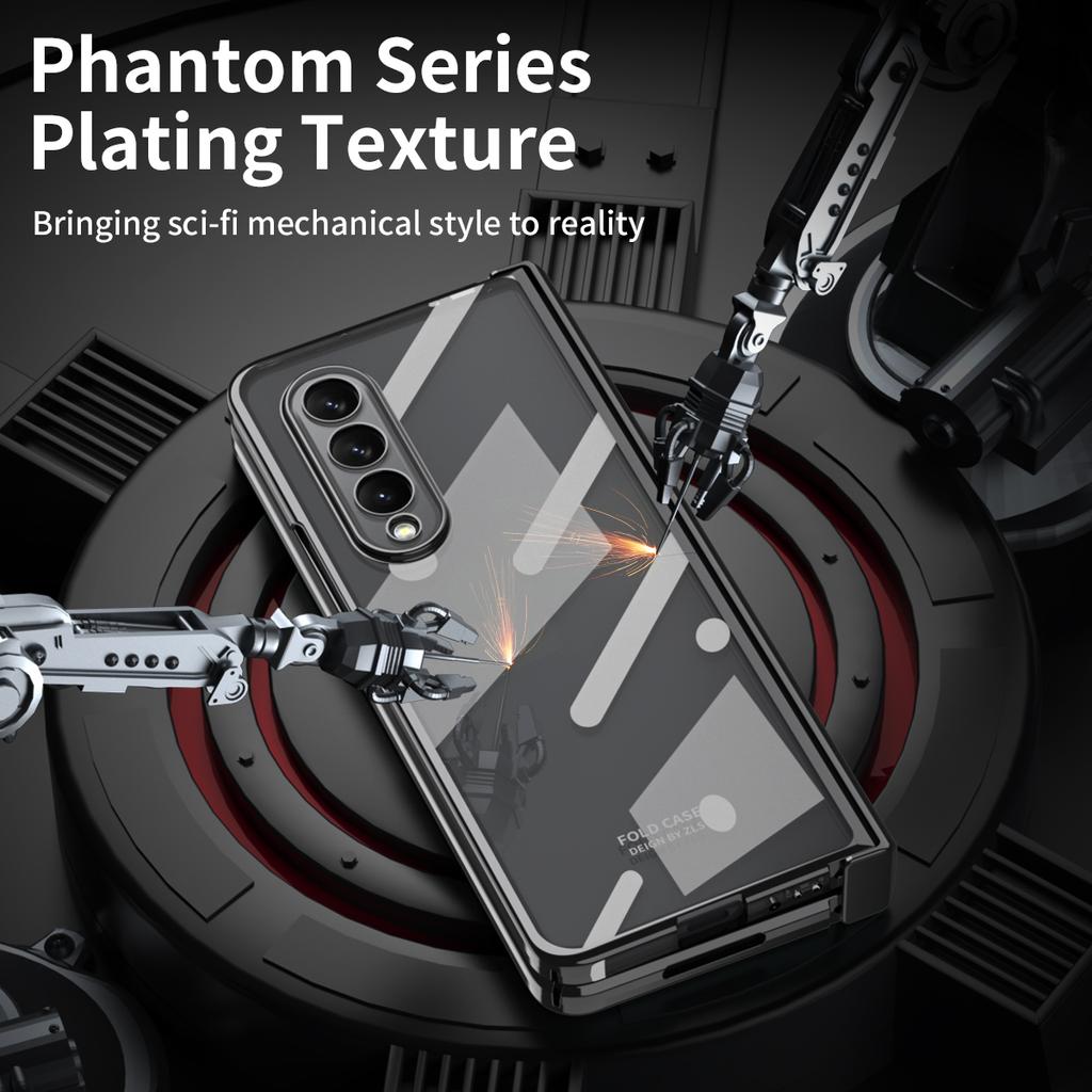 For Samsung Z Fold 4 Transparent Plating Fashion Cover Case For Samsung Galaxy Z Fold 4 Fold4 Zfold4 Glass Film Coque