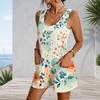 Womens Sleeveless Tank Romper Plus Size Patch Pocket