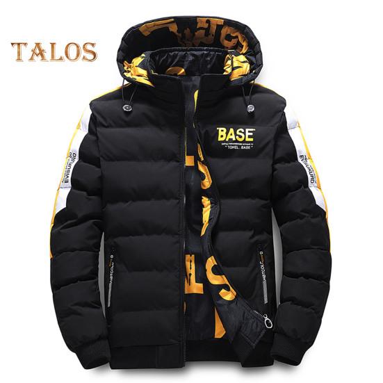 

Зимняя мужская хлопковая куртка со съемным капюшоном, двусторонним карманом на молнии, утолщенная ветрозащитная теплая повседневная мужская хлопковая куртка стандартного кроя L чёрный