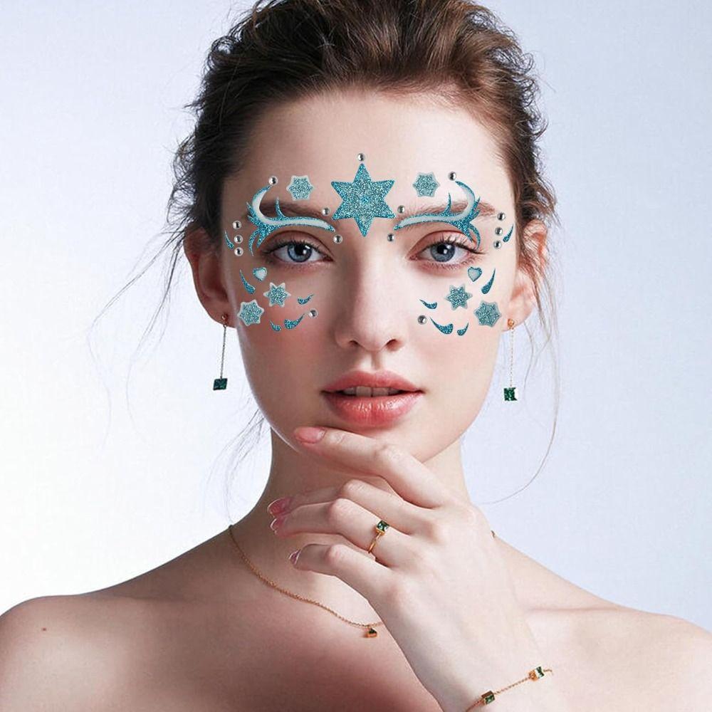 For Christmas Make Up Halloween Party Animal Face Sticker Glitter Sparkling Face Art Stickers