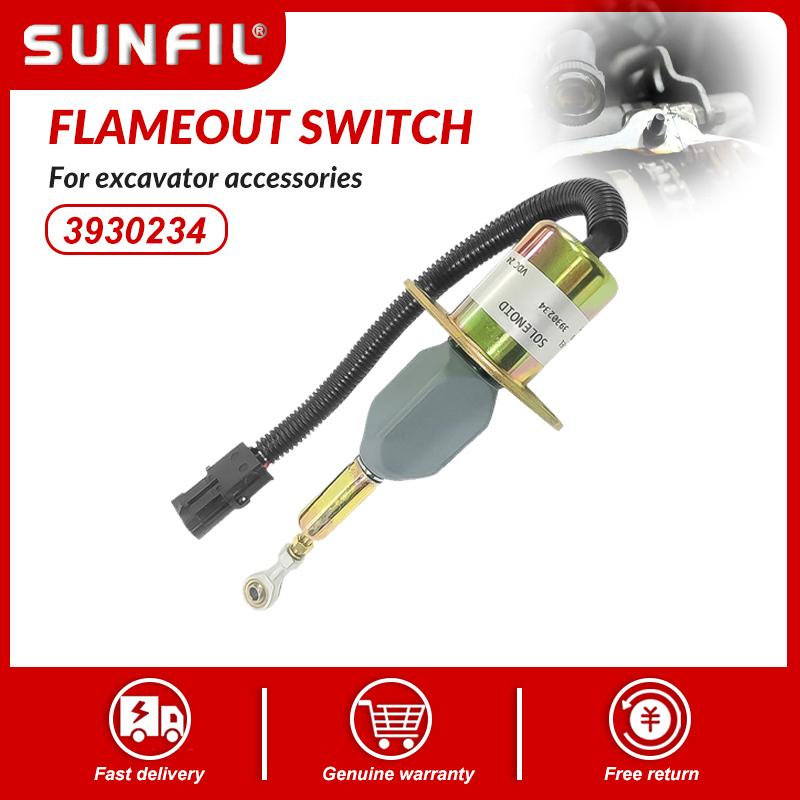 Excavator Accessories PC300/350-7 3930234 Flameout Switch Flameout Solenoid Valve