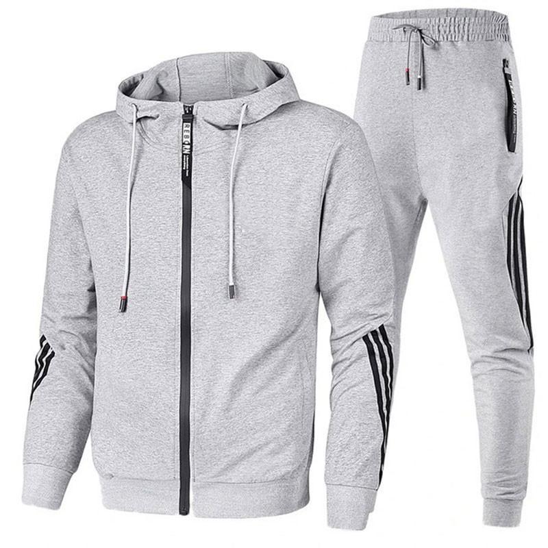 Tuta Sportiva da Uomo alla Moda Corsa Fitness Felpa con Cappuccio Pantaloni Lunghi Maglione con Zip