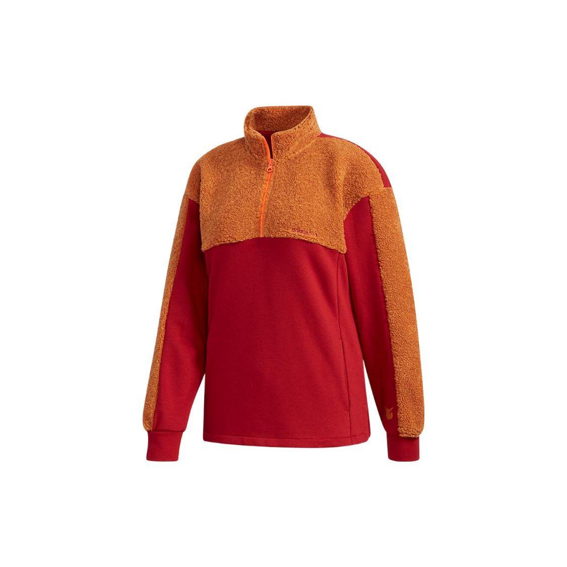 Adidas Neo X Pokemon Collaboration American Vintage Logo Half-Zip Stand Collar Long Sleeve Sweatshirt Women Sweatshirt Red FU3918 L
