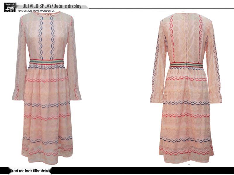 2023 Spring Hong Kong Style Lace Dress - Elegant Temperament, Plus Size Up To 200 Jin