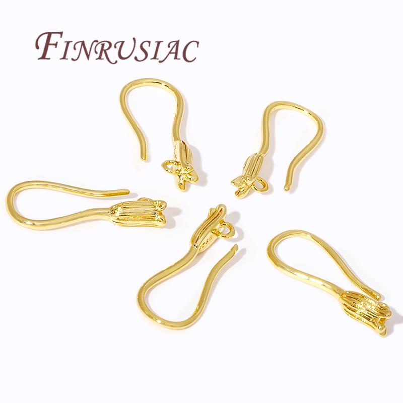 18K Gold Plated French Earring Hooks with Closed Ring Ear Settings Earwires For Jewelry Making Findings DIY Accessories
