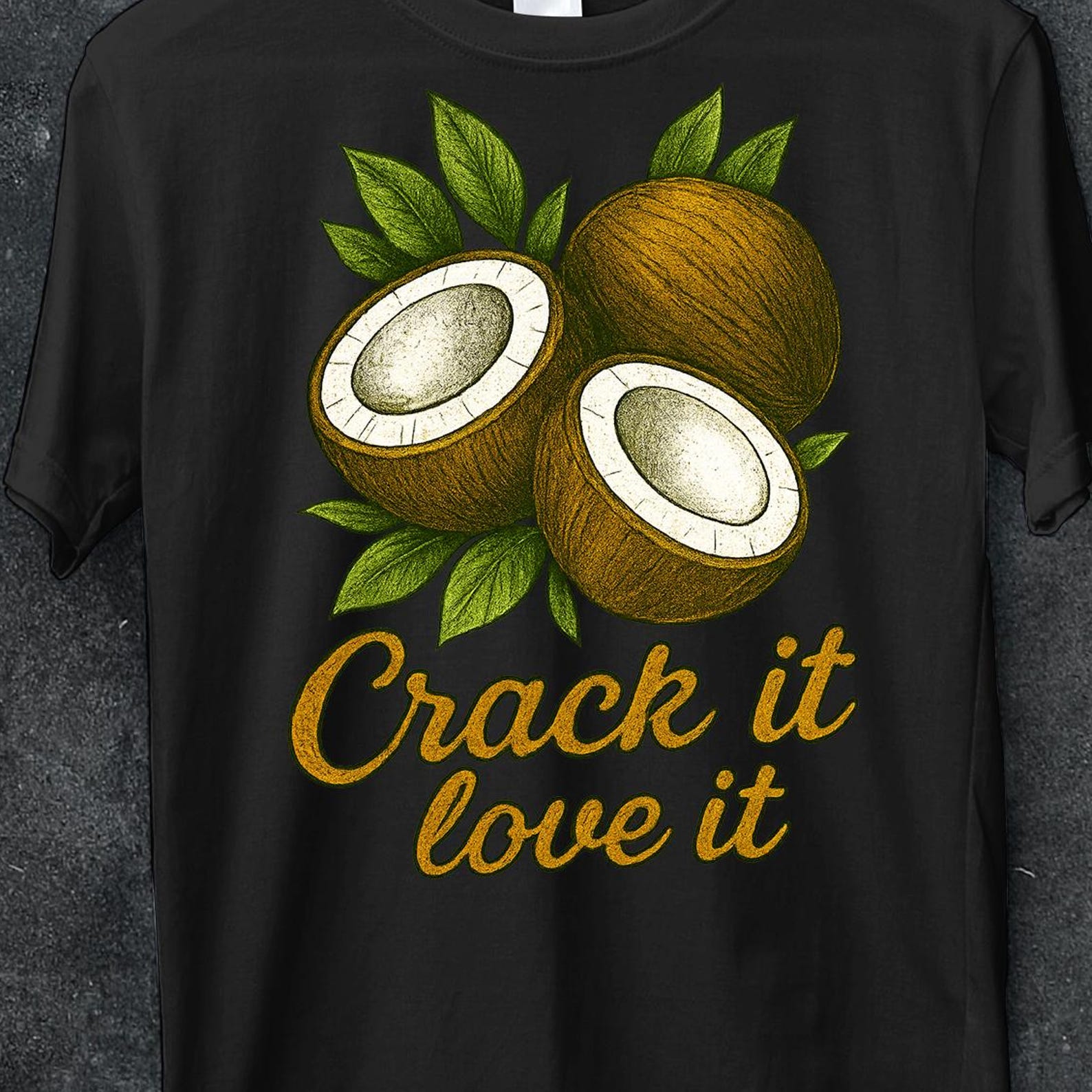 Coconut Graphic Tee For Summer Casual Wear Fun Tropical Cotton Shirt, Crack It Love It Coconut Shirt, Fun Tropical Fruit shirt,t Shirt Beach 4XL