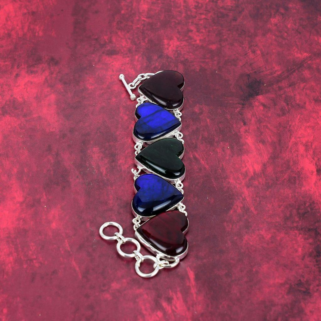 Multi Flash Labradorit Armband 925 Sterling Silber Schmuck, handgemachtes verstellbares Kettenarmband Edelstein Schmuck, Geschenke für Frau brandneues Armband