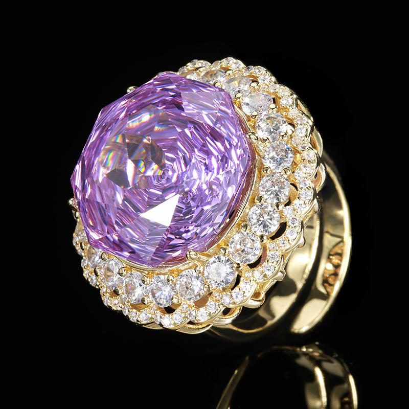 Beliebter Schmuck Kupferboden Vergoldet Rosenschliff Leichter Luxus Gold Set Weiblich Hauptstein 18Mm