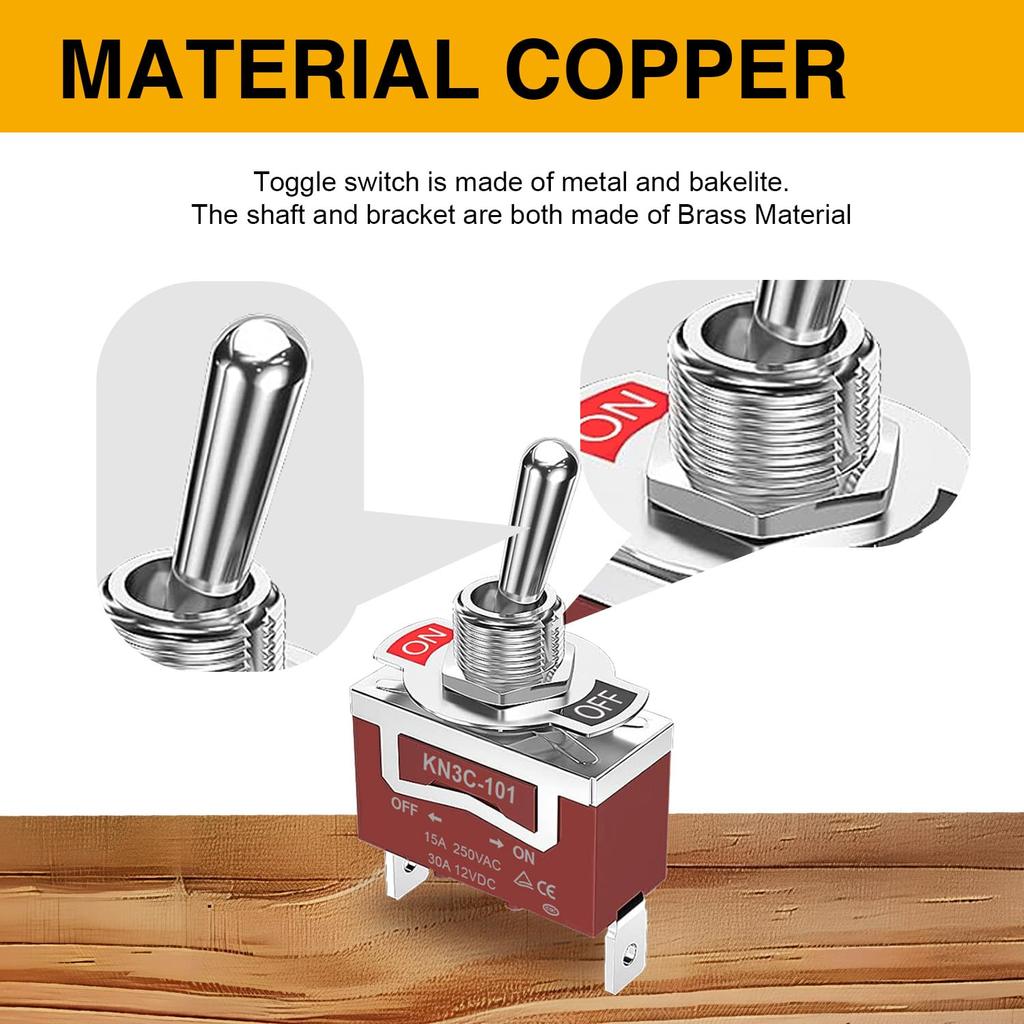 Waterproof Toggle Switch 12V DC 30A, Heavy Duty SPST 2 Pin On Off Switch with Mounting Panel, Boot Cover for Marine Automotive Car Boat RVs