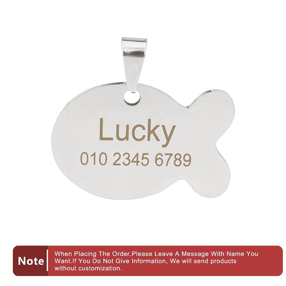 

Cute Fish Anti-lost Cat Collar ID Tags Collar Engraved Personalized Nameplate Name Number Pet DIY Accessories срібний