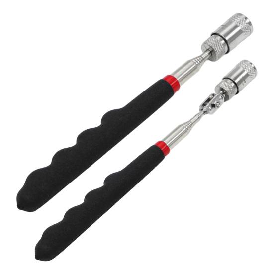 Telescoping Magnetic Pickup Tool with LED Light Non-Slip Stainless Steel Extendable Magnet Pickup with Plastic Handle for Bolts Metal