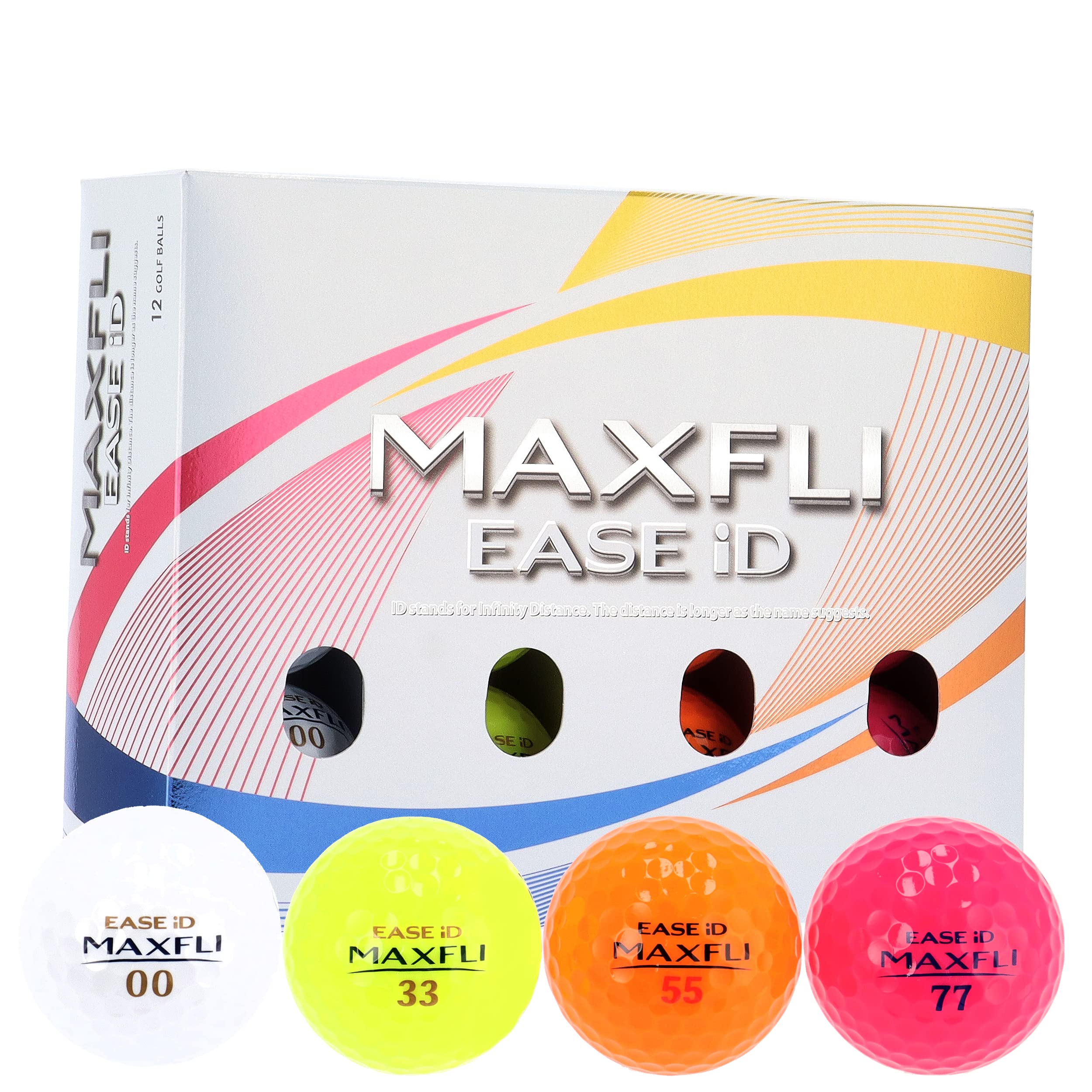 

М яч для гольфу DUNLOP MAXFLI EASE ID2 1DZ Суперм який Тип для дальності Орієнтований на дальність Зроблено в Японії ЗРОБЛЕНО В ЯПОНІЇ (12 м ячів) [Багатоколірний]