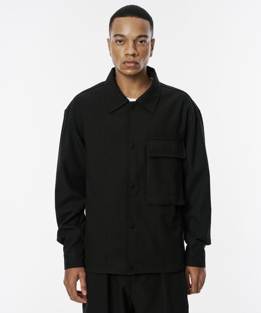 CODEMORPH Wool-Like Shirt Jacket Black