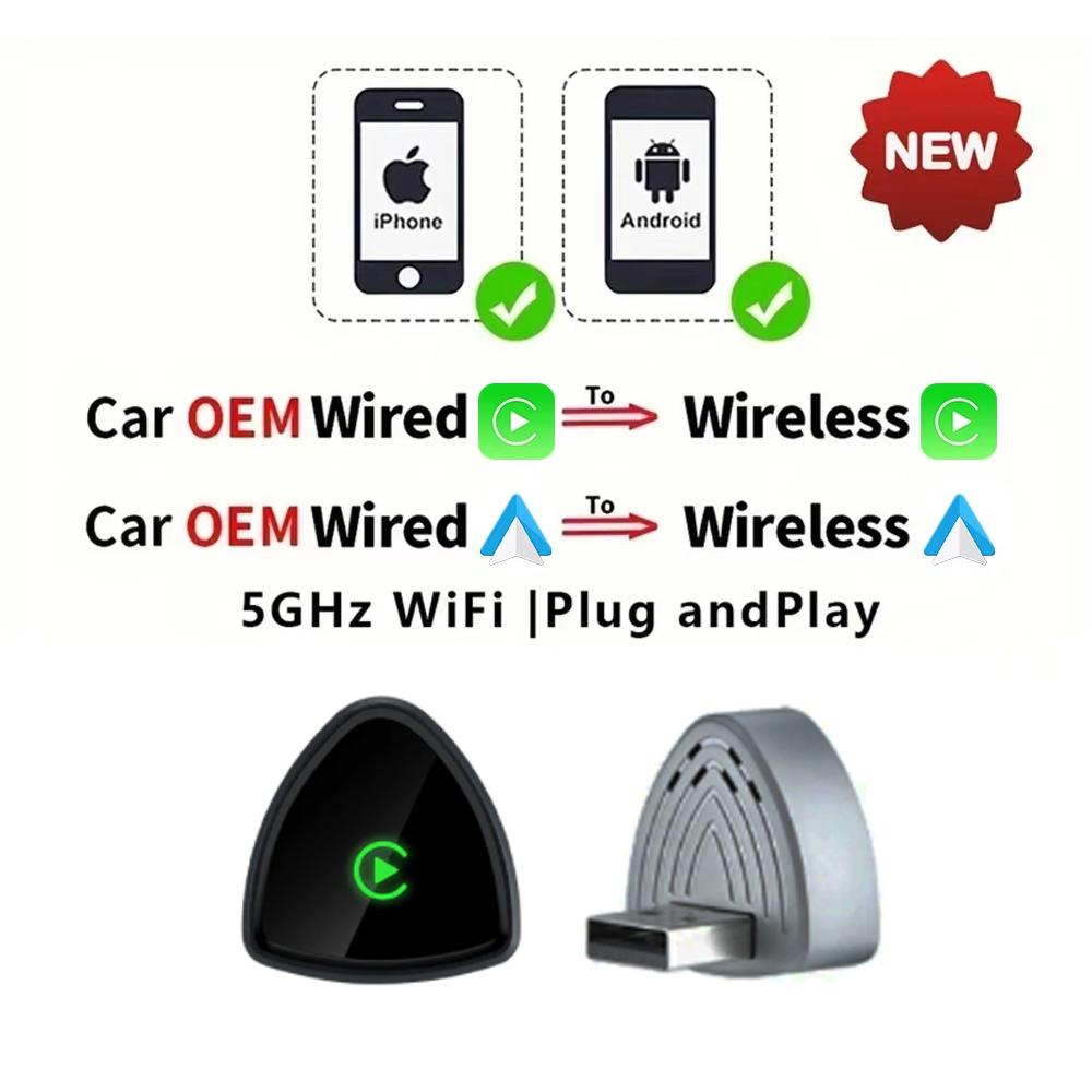 

Mini Wireless 2 in1 Carplay Adapter for Android iPhone Auto Wired to Wireless AI Box USB Connection For Volvo MG Kia Chery Toyot