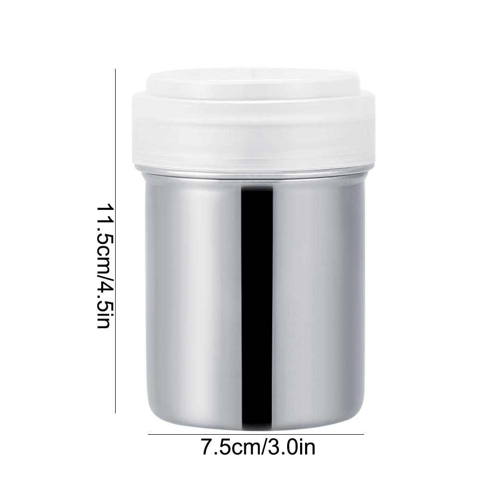 Stainless Steel Powder Shaker Pot Cocoa Sugar Coffee Pepper Spice (Concave L)