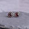 Genuine Red Garnet Stud Earrings, Sterling Silver Gemstone Studs , Healing Stone Studs, Red Garnet Small Earrings for Women, Bridesmaid Gift