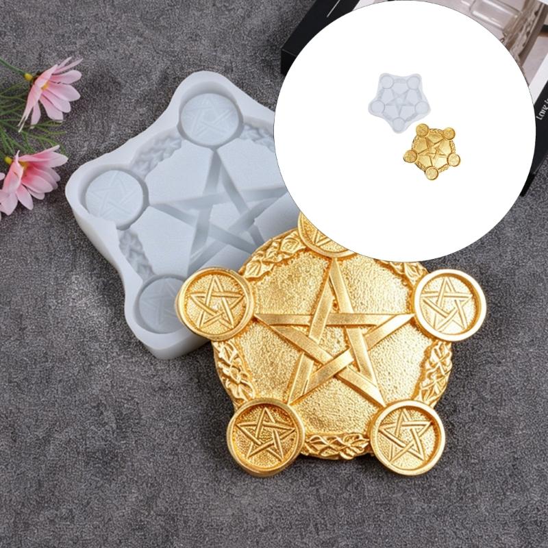 Handmade Candle Shaping Mould Five Cavity Star Pattern Candle Making Mould with Textured Border and Clear Lines for Handmade Candle Soap