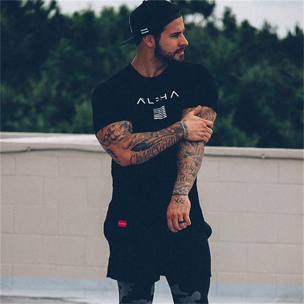 Gym Short Slim Muscle Quick Drying [SHANLIANG] T-shirt, Stretch, Sleeve, Fit, Fitness, Training, Training, Sports, Stylish, Men's, (L, Camouflage)