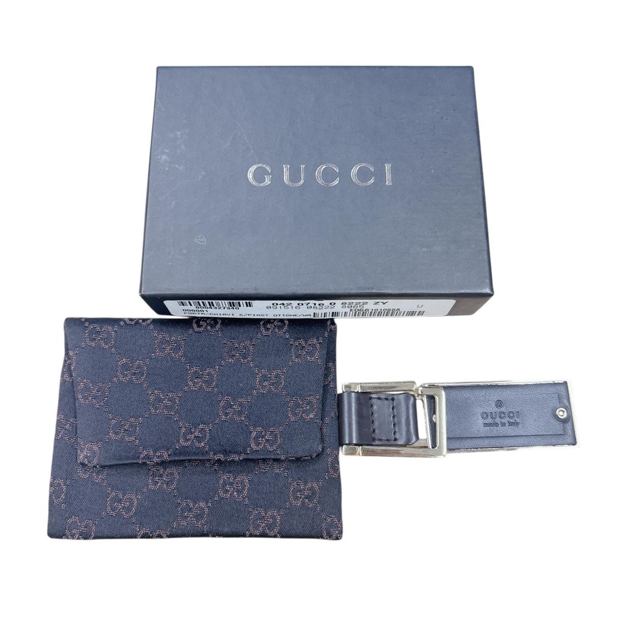 GUCCI Key hook Key ring key ring leather Brown unisex Used