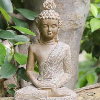 Estatua de Buda Estilo Chino de Resina Decoración de Jardín Escultura de Buda de Escritorio para Hogar Oficina Zen Interior Exterior