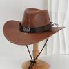 Men's and Women's French PU Leather Cowboy Hats, Unique Metal Scorpion Braided Rope Belt Accessories, Suitable for Competitive Activities