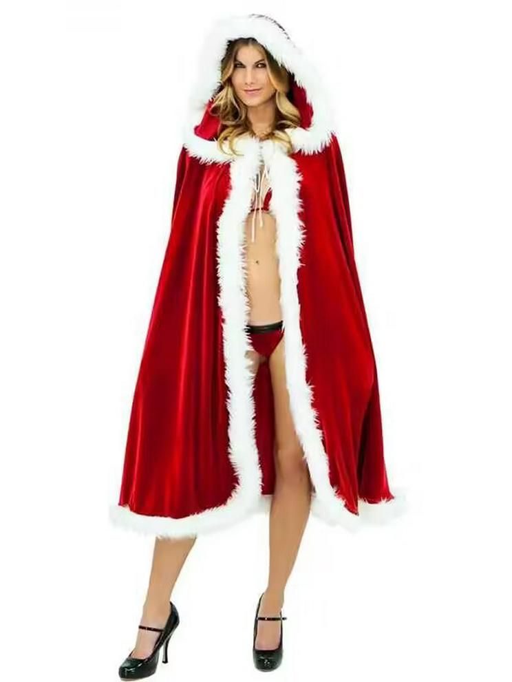 

Velvet Red Riding Hood Christmas Costume with Santa Hat XL красный