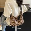 Women's Fashion Leopard Print Crossbody Bag, Large Capacity Zipper Shoulder Bag, Casual Versatile Daily Commuting Purse