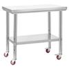 Stainless Steel Table, 60 X 90 Cm Food Prep Worktable with Wheels, Kitchen Prep Table with Adjustable Undershelf Workstations for Commercial Kitchen,