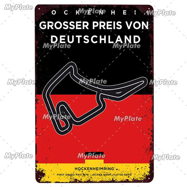 Racing Track Metal Sign Vintage Plaque Sercive Tin Sign Wall Decor For Garage Race Car Plate Crafts Poster F1 Game Custom