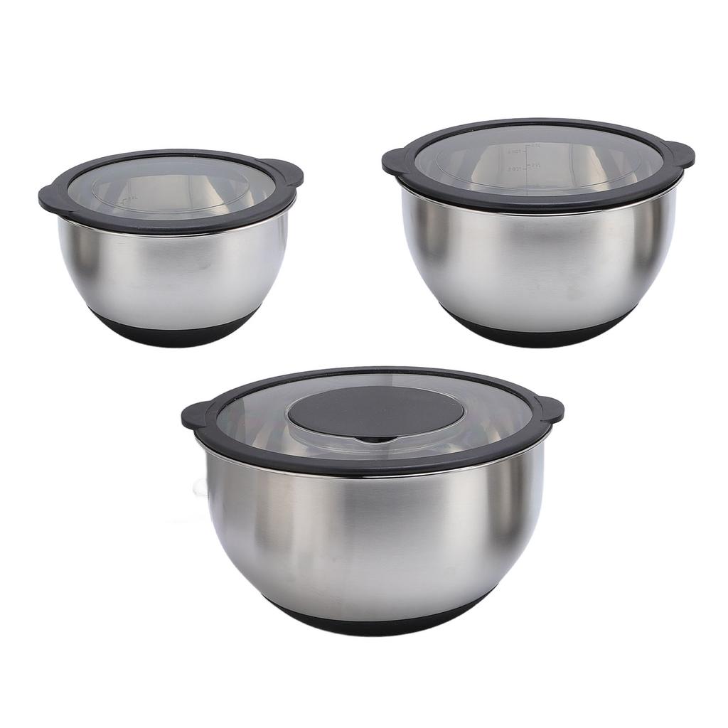 3PCS Mixing Bowls with Lids 3PCS Graters Stainless Steel Salad Bowl Set for Kitchen Baking and Food Storage