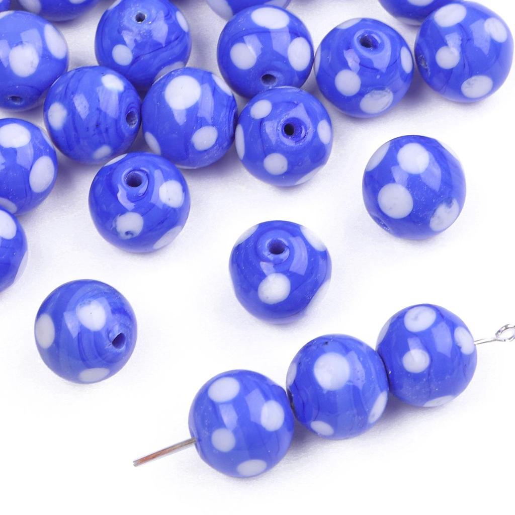 2Pcs Hand Fired Dots Round Colored Glass Beads For DIY Necklace Bracelet Earrings Jewelry Making Craft Accessories
