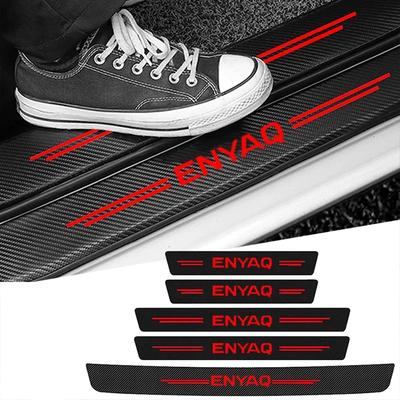 Carbon Fiber Car Door Sill Rear Trunk Bumper Guard Plate Protector Stickers for Skoda ENYAQ  Threshold Anti-Scratch Decals