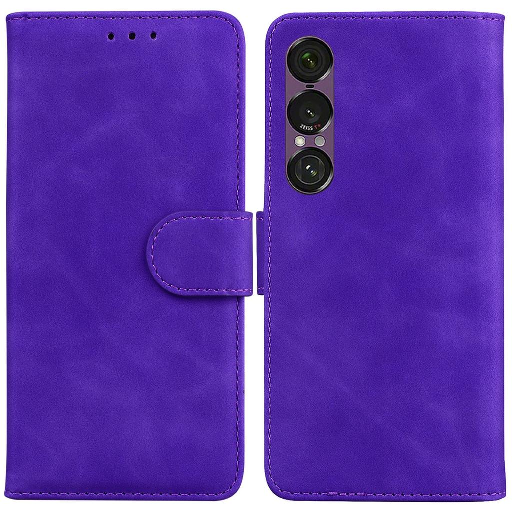 For Sony Xperia 1 VII Case Solid Color Leather Wallet Phone Cover