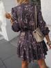New Retro Floral Print Lantern Sleeve Women's Dress