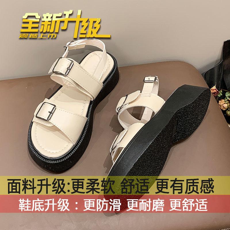 

Belt buckle versatile Korean version of student casual Roman shoes women s summer 2025 new muffin platform slip sandals 40