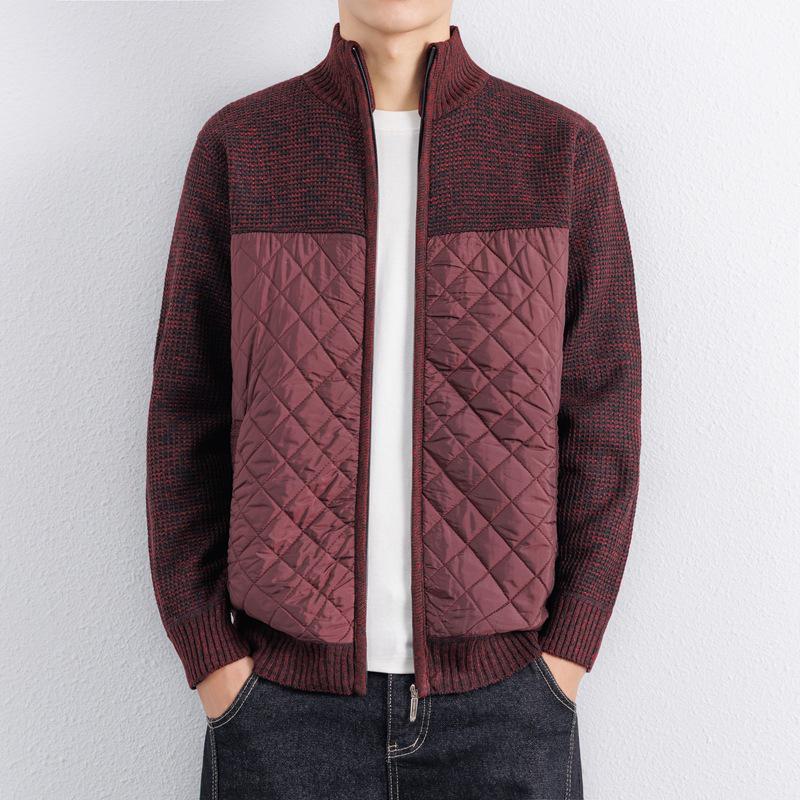 Мужской кардиган на молнии с подкладкой из толстого бархата ОсеньЗима 2025 Повседневная свободная верхняя одежда в корейском стиле XXXL вино красного 2640₽