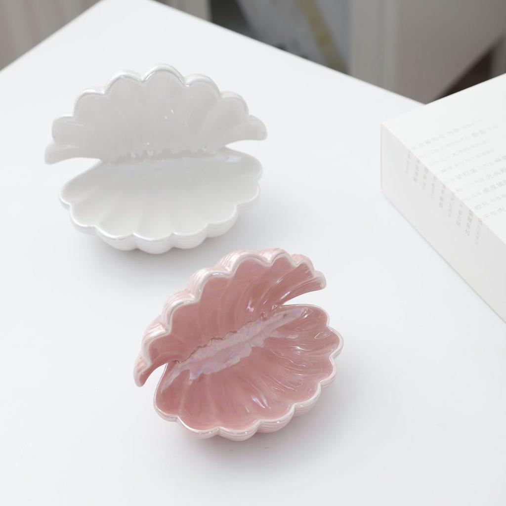 [Queen-b] Schmuckaufbewahrung Muschelschale Tablett, Niedliches und Stilvolles Zubehörtablett für die Wohnungsdekoration (Rosa)