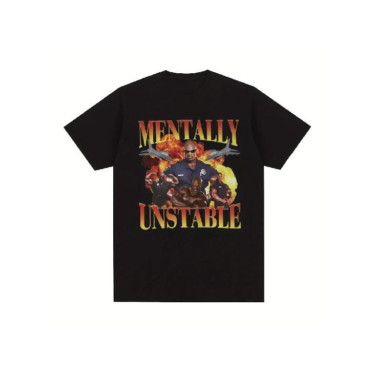Men'S Oversized T-Shirts with a Humorous Gym Graphic, Featuring a Retro Gothic Style That Reflects a Mentally Unstable Theme