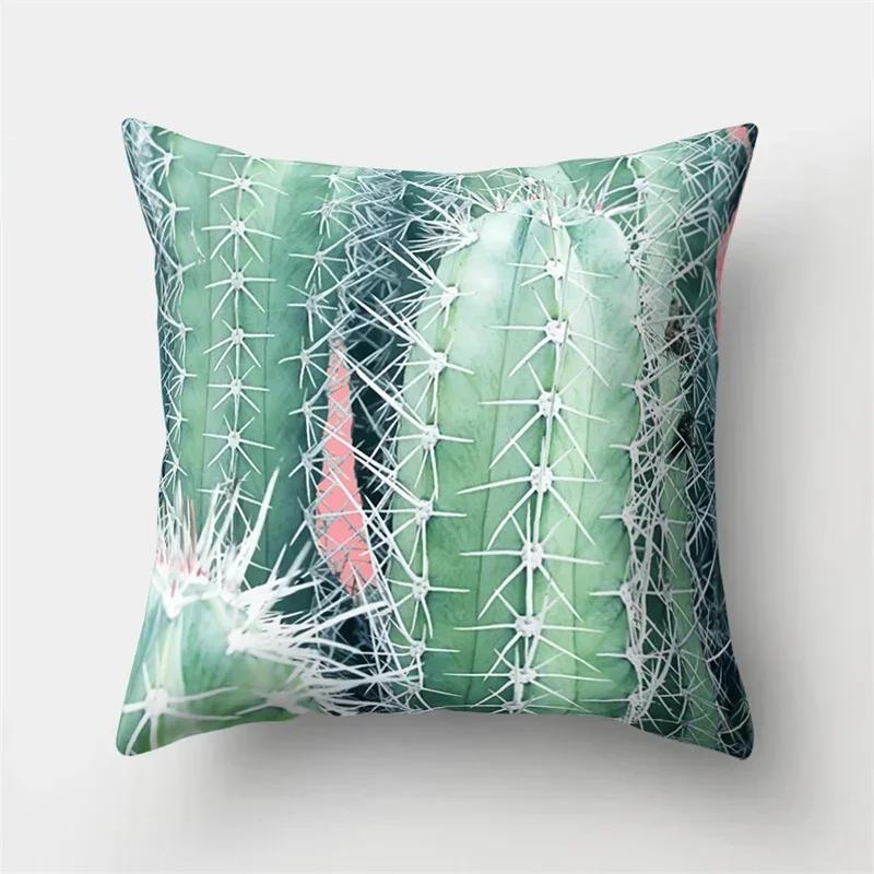 Tropical Plant Green Leaves Cactus Pillowcase Living Room Sofa Cushion Cover Office Bedroom Home Decorative Pillow Covers