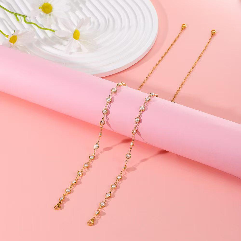 Pearl Rhombus Sling Dress Strap - Fashionable Metal Shoulder Chain Accessory