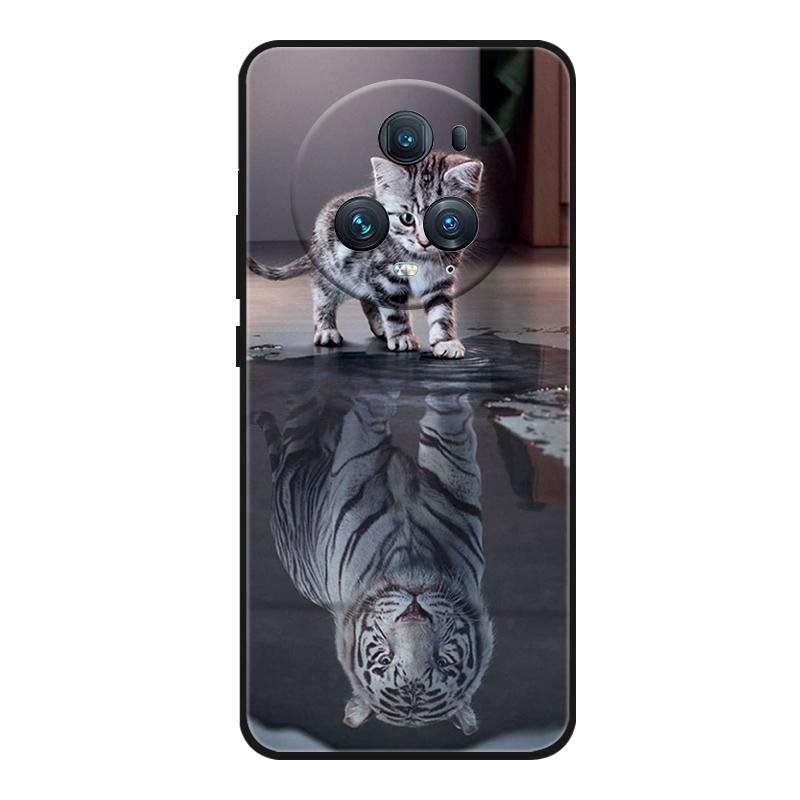 Funda For Honor Magic 5 Pro Phone Case Cute Cartoon Cat Black Silicone Soft Back Cover Case For Honor Magic5 Pro Case PGT-AN10