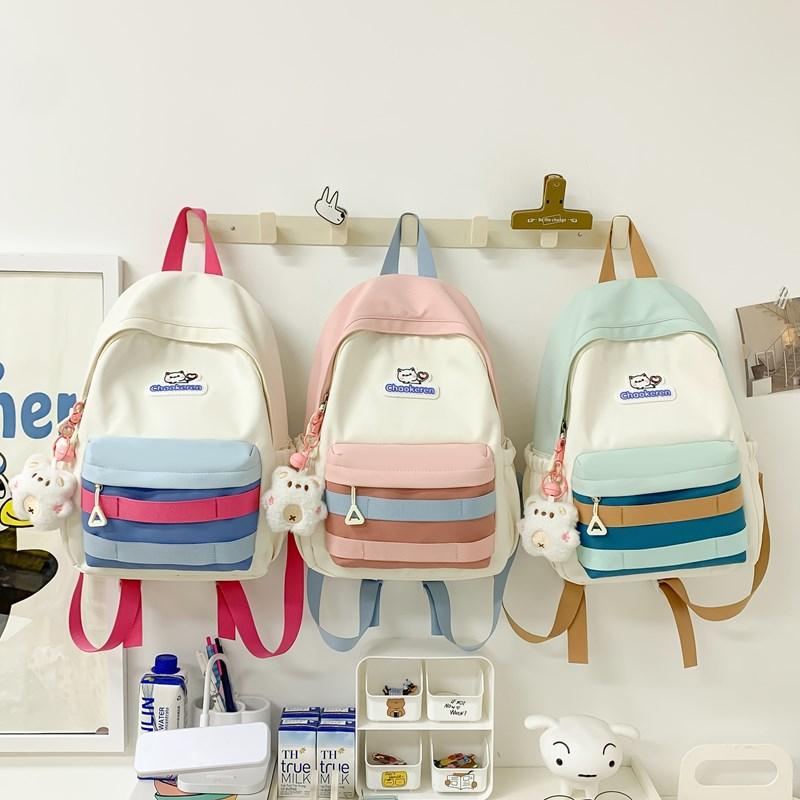 Student Class Schoolbag Color Block Women's Travel Lightweight Backpack Commuter Backpack