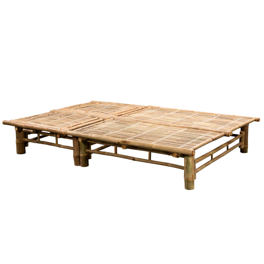 2 Person Sun Lounger with Cushions Bamboo