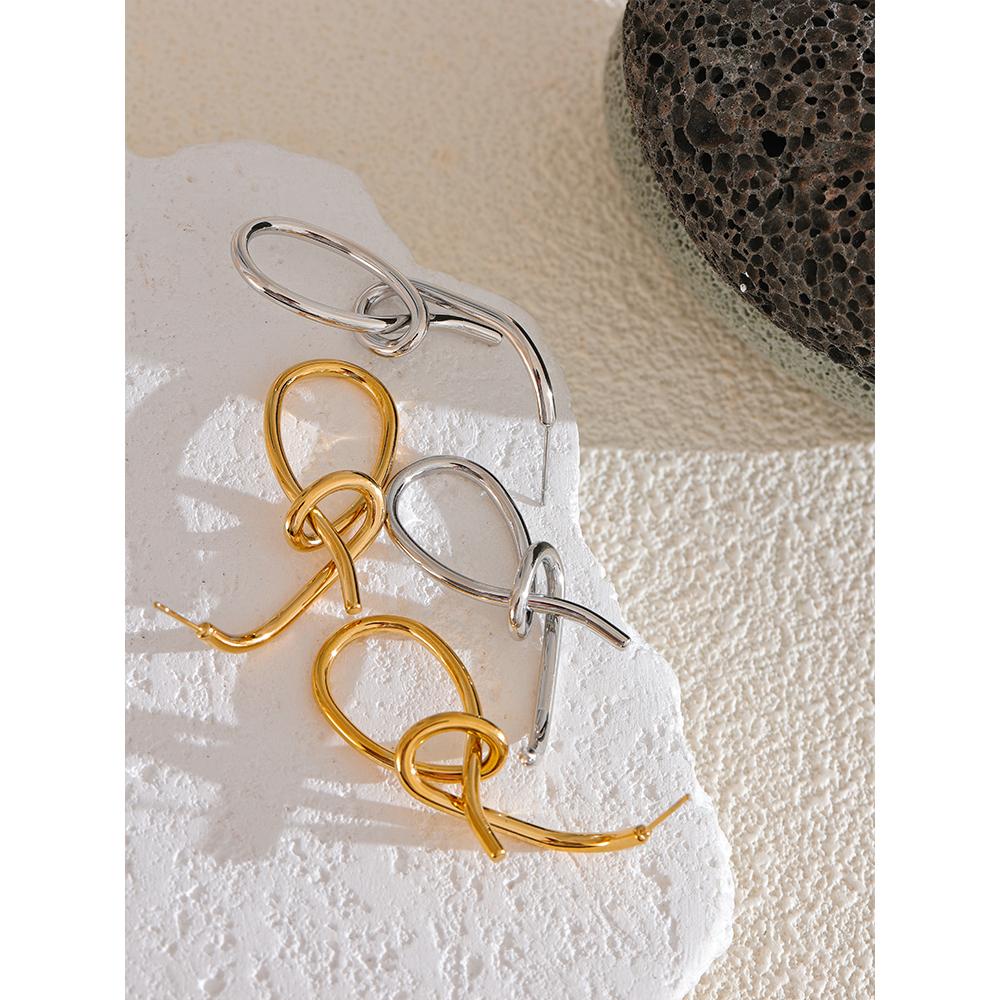 Eetit Personalizované náušnice z nerezové oceli s geometrickým velkým přívěskem pro ženy, nerezavějící textura, výrazné party šperky 2024