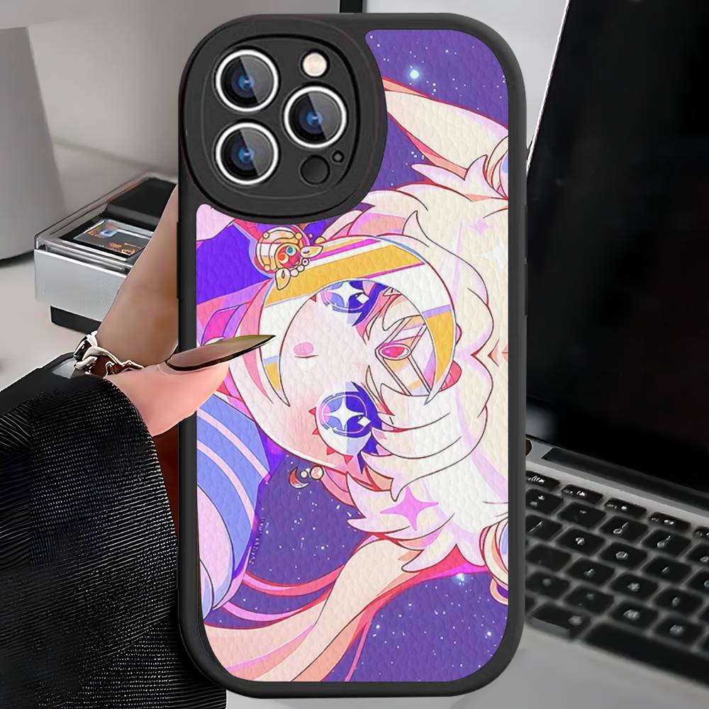 S-Sailors Anime Moon Phone Case For IPhone 16 15 14 13 12 11 Pro Max Plus 16E Soft Leather Cover